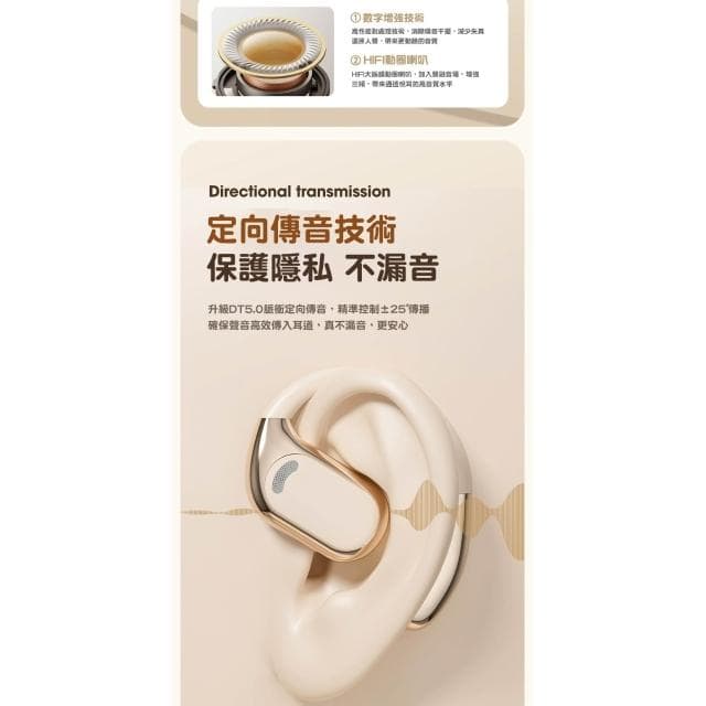 柏林之聲耳掛式藍牙耳機  ows不入耳掛耳式運動無線耳機 5.4開放全景音效高音質重低音藍芽耳機 超長續航降噪
