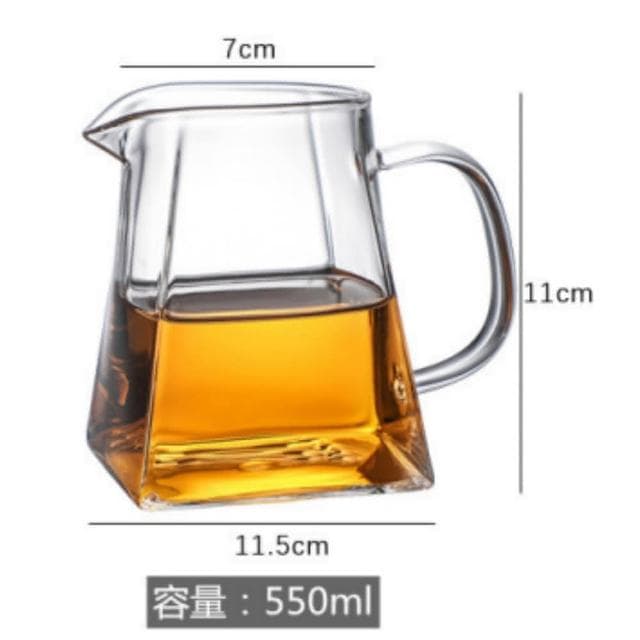 550ml 加厚耐熱玻璃公道杯 泡茶壺 四方公杯 分茶器(加厚耐熱玻璃公道杯 泡茶壺 四方公杯 分茶器 玻璃茶海 茶具配件 公杯 泡茶器 茶水分離杯)