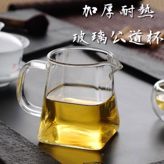 550ml 加厚耐熱玻璃公道杯 泡茶壺 四方公杯 分茶器(加厚耐熱玻璃公道杯 泡茶壺 四方公杯 分茶器 玻璃茶海 茶具配件 公杯 泡茶器 茶水分離杯)