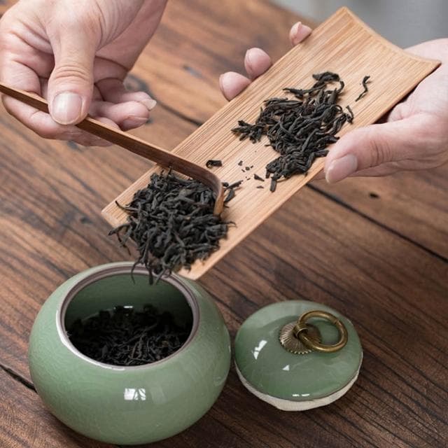 哥窯茶葉罐｜天地方圓青瓷茶葉罐 陶瓷哥窯 儲存罐 茶罐普洱密封罐 茶倉 茶道 茶具配件 日式茶葉罐 茶甕 裝茶葉 密封罐