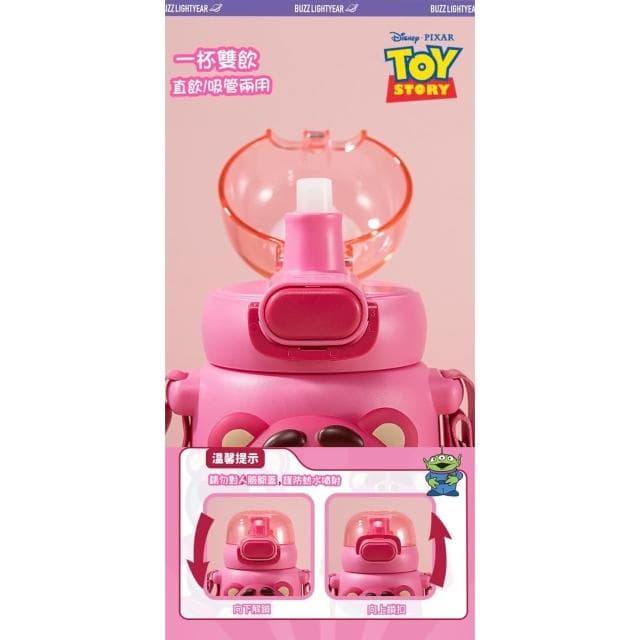 【Disney 迪士尼】玩具總動員 嘟嘟水壺 600ML ( 正版授權 巴斯光年 三眼怪 草莓熊 運動水壺 兒童水壺 隨身水壺 隨身杯 大容量水瓶 母嬰Tritan材質 茶杯 保溫瓶 雙飲 吸管 可調背帶 送禮 生日禮物 交換禮物 聖誕禮物)