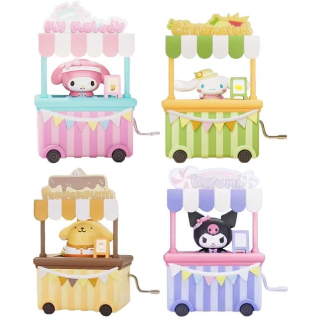 【SANRIO 三麗鷗】三麗鷗 音樂盒 市集 小餐車 音樂盒 庫洛米 布丁狗 美樂蒂 大耳狗 擺件 手搖 八音盒 生日 禮物 可愛公仔