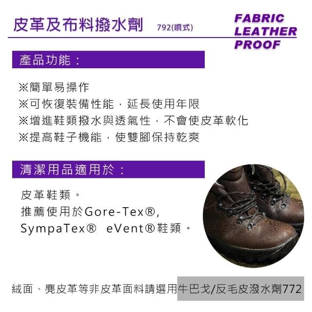 NIKWAX 噴式 皮革及布料撥水劑 791(125ml)野外營 鞋子護理劑 鞋類保養