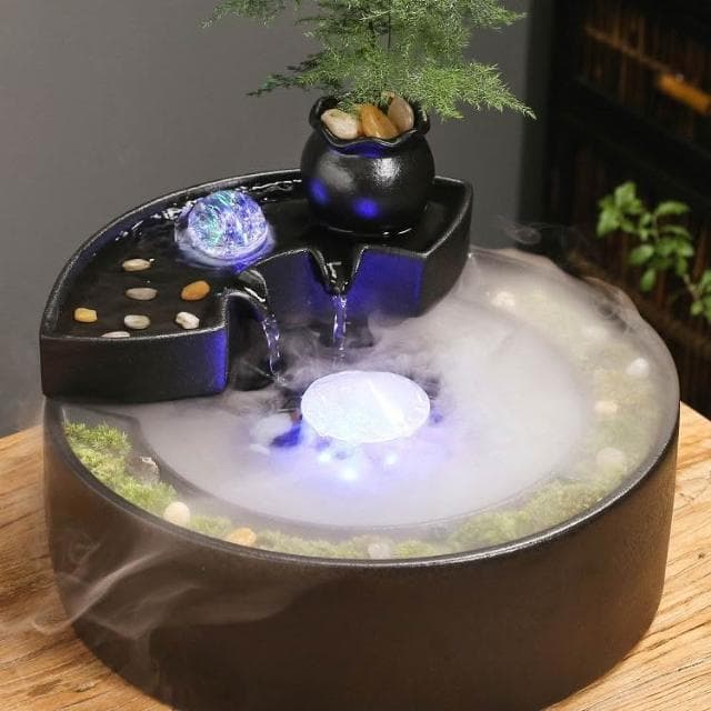 創意流水擺件迴圈水噴泉陶瓷客廳生財招財辦公室桌面微景開業禮物