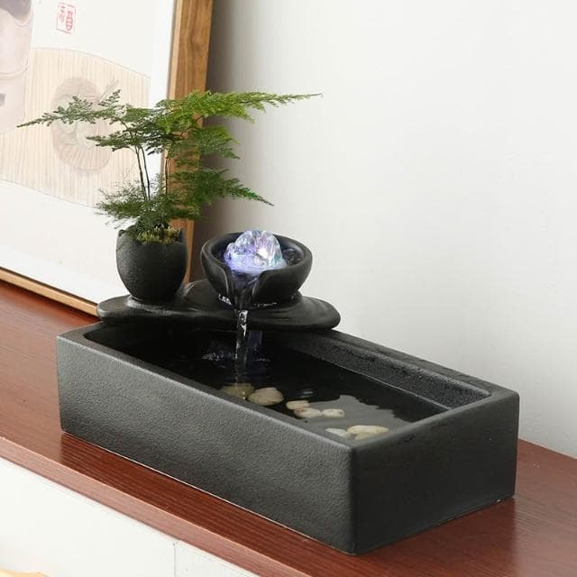 創意流水生財迴圈水招財辦公室桌面裝飾品茶几噴泉小擺件開業禮物