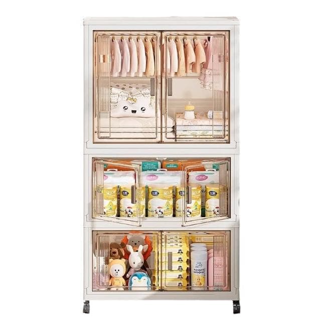 友耐嚴選家用折疊儲物櫃整理櫃寶寶嬰兒玩具透明整理櫃子寶寶衣櫃