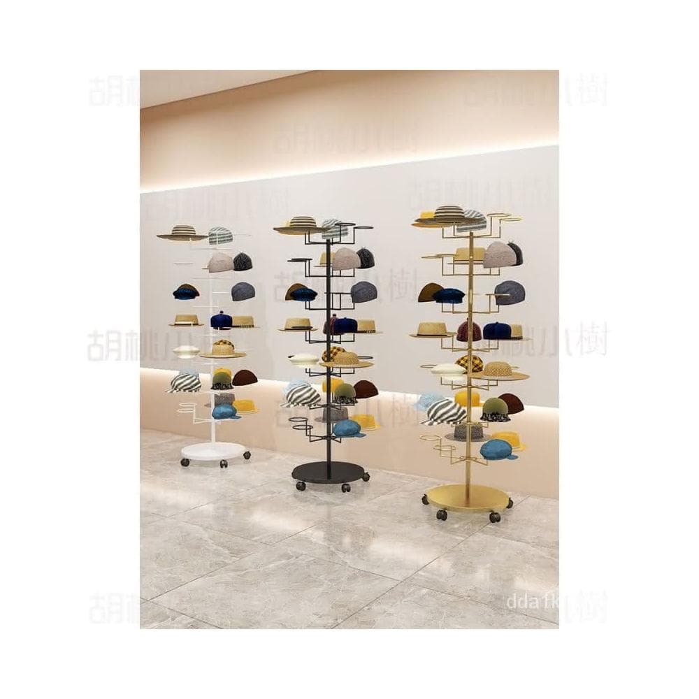 熱銷🔥免運🚛 帽子展示架落地女裝兒童母嬰收納帽子架掛帽託多層金色上墻衣架子