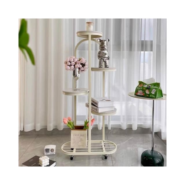 免運｜奶油風多層花架落地北歐客廳鐵藝大理石花架子現代室內綠蘿花盆架花架盆栽架 多肉植物架 陽台花架 陽台落地式花盆架