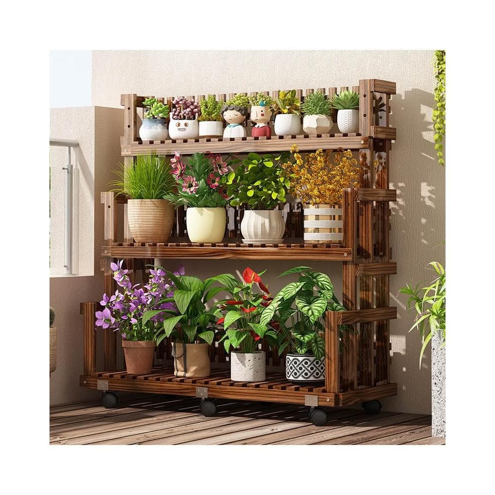 免運｜防腐木花架置物架陽台客廳落地式實木多層移動靠牆多肉綠蘿植物架花架盆栽架 多肉植物架 陽台花架 陽台落地式花盆架