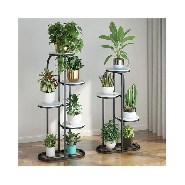 免運｜陽台花架鐵藝客廳置物架2024新款北歐多肉大理石落地式可移動花架花架盆栽架 多肉植物架 陽台花架 陽台落地式花盆架