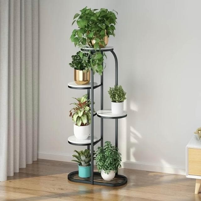 免運｜陽台花架鐵藝客廳置物架2024新款北歐多肉大理石落地式可移動花架花架盆栽架 多肉植物架 陽台花架 陽台落地式花盆架