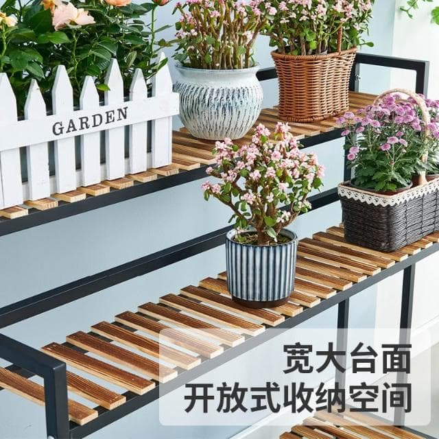 免運｜2024新款花架可移動帶輪置物架階梯客廳落地式多層花架子陽台室外花架盆栽架 多肉植物架 陽台花架 陽台落地式花盆架
