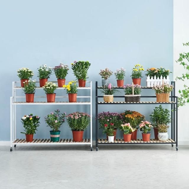 免運｜2024新款花架可移動帶輪置物架階梯客廳落地式多層花架子陽台室外花架盆栽架 多肉植物架 陽台花架 陽台落地式花盆架