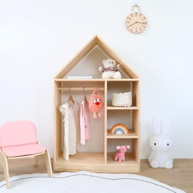 Ouniu丨 免運 兒童衣櫃 收納櫃 兒童房簡易實木掛衣櫃 男孩女孩小衣櫥櫃 嬰兒儲物櫃