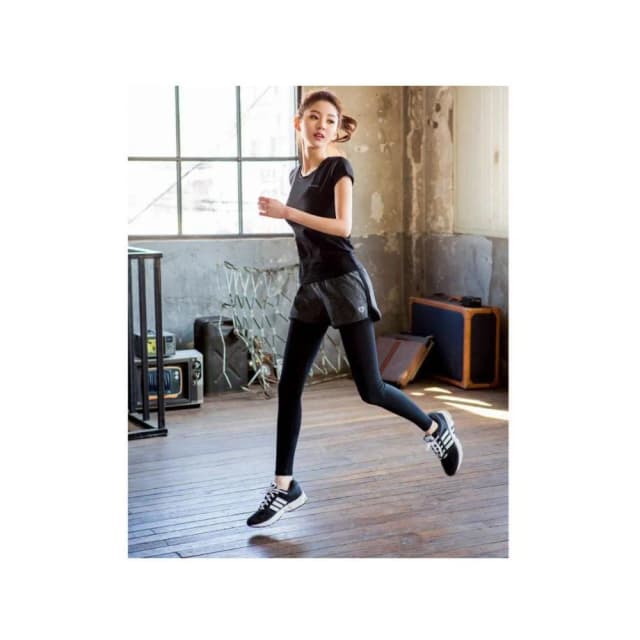 運動褲 瑜珈褲 假兩件 彈力 長褲 聖誕節 健身 嚴選熱銷 休閒 韓 緊身 館長推薦 運動用品 聖誕禮物