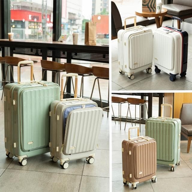 恩赫生活 20吋/24吋多功能行李箱 前開口 USB充電 摺疊杯架 掛勾設計 萬向輪 行李箱 登機箱 旅行箱