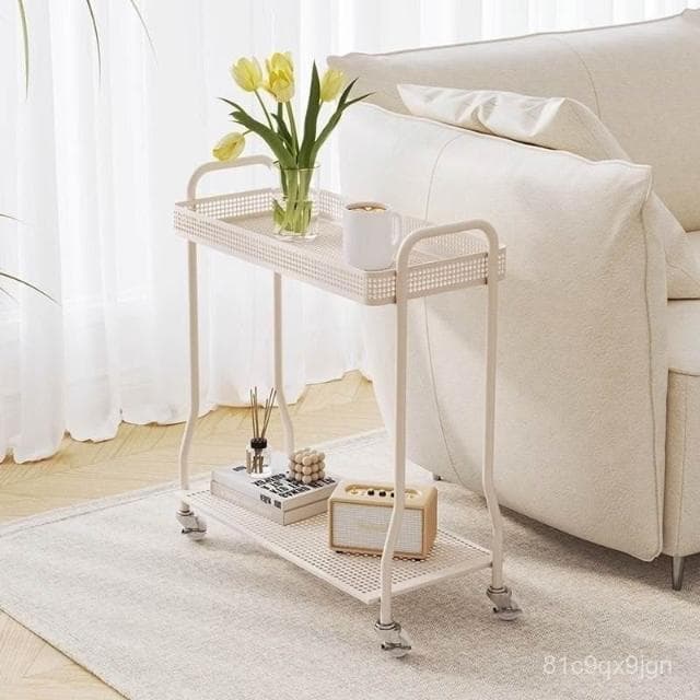 🎉特價下殺 花架 陽臺花架 落地架 奶油風沙髮邊幾可移動邊櫃客廳陽臺小花架現代簡約帶輪推車置物架 植物花架 盆栽架