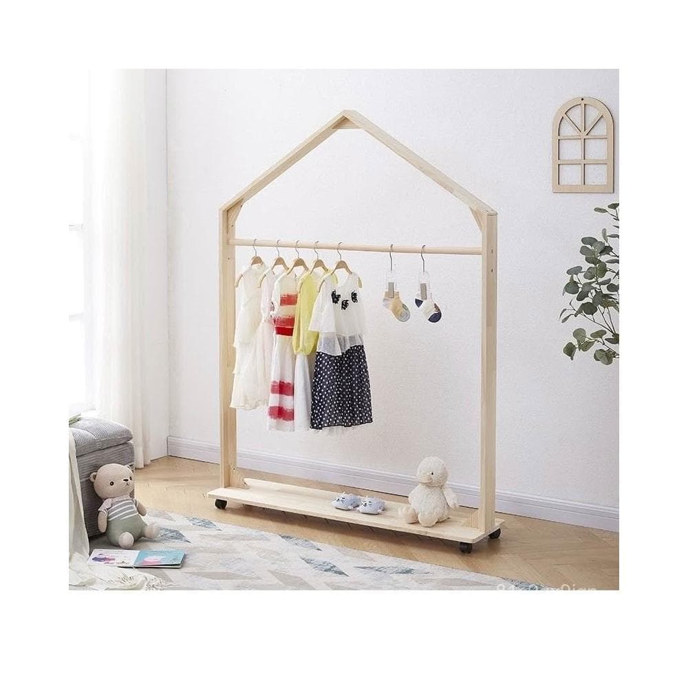 免運 可開髮票 兒童衣帽掛衣架臥室落地嬰幼兒可愛衣架掛衣桿實木收納衣服架子 兒童衣帽架落地 掛衣架 幼兒衣物收納置物架