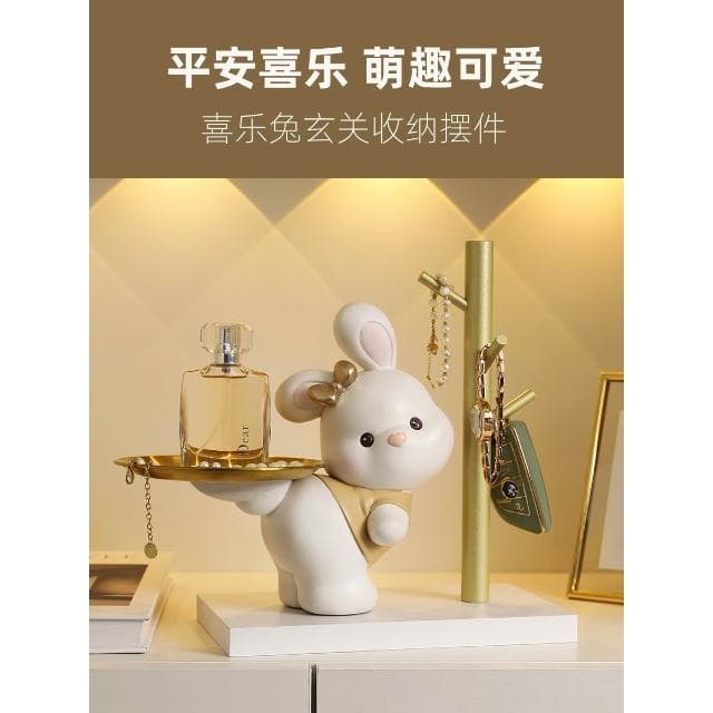 招財貓玄關鑰匙收納擺件入戶家居客廳託盤裝飾品搬家喬遷新居禮物