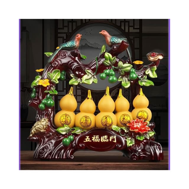 葫蘆五福臨門擺件 葫蘆 葫蘆擺件 開業送禮 開店送禮 入厝禮物 招財 傢居擺飾 客廳酒櫃招財玄關擺件 開業喬遷新居禮品