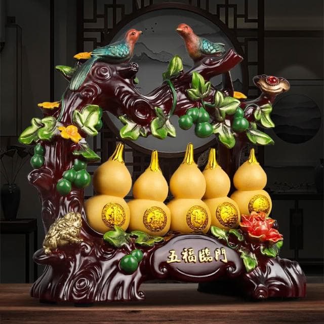葫蘆五福臨門擺件 葫蘆 葫蘆擺件 開業送禮 開店送禮 入厝禮物 招財 傢居擺飾 客廳酒櫃招財玄關擺件 開業喬遷新居禮品