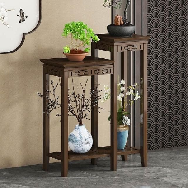 免運 實木雕刻落地式花架 落地式花架子 室內客廳花臺 花盆 落地式花架 家用綠植盆栽架 陽臺落地式花盆架 植物架 園藝架