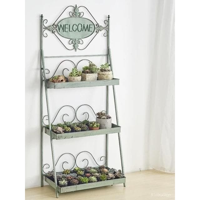 🎉特價下殺 花架 陽臺花架 落地架 花園複古花架做舊多層多肉架陽臺置物架鐵藝客廳落地式折疊綠蘿盆 植物花架 盆栽架