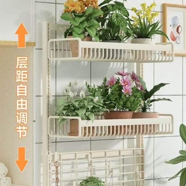 🎉特價下殺 花架 陽臺花架 落地架 奶油風多肉花架置物架陽臺層距可調可移動客廳2024新款展示架落地 植物花架 盆栽架