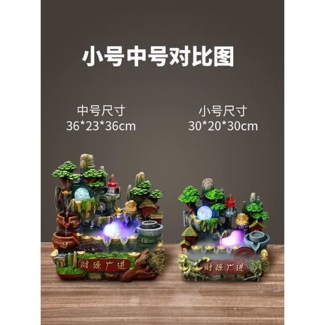 ✨現貨 廠家直銷✨ 魚缸 水族箱 裝飾魚缸 招財假山流水噴泉魚缸 生財山水風水輪開業循環水禮物客廳高山擺件