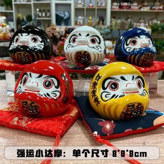 開業創意禮物日式壽司店鋪裝飾擺件開運招財達摩陶瓷存錢罐大容量