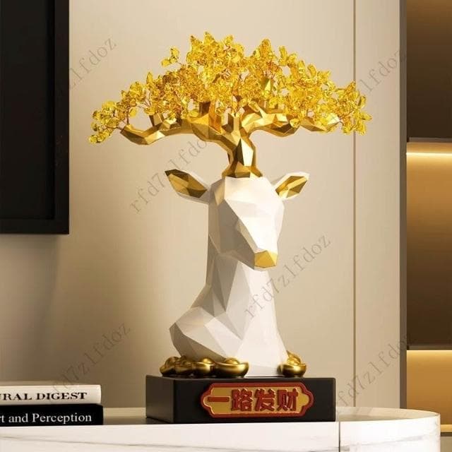 髮財樹招財鹿擺件一路髮財客廳酒櫃辦公室裝飾品開業喬遷禮物送禮開店送禮客廳擺件玄關擺件居家擺飾招財擺飾入厝禮物