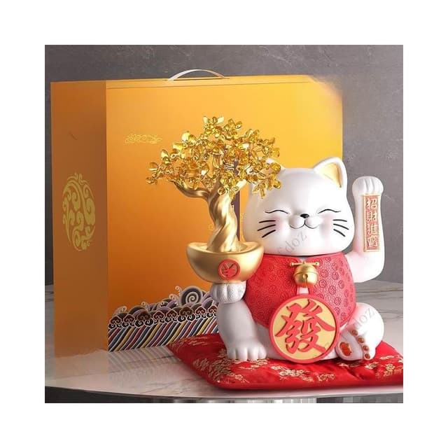招財貓自動招手擺件店鋪前臺髮財樹送朋友開業禮品喬遷之新居禮物風水擺件客廳擺件玄關擺件開幕送禮招財擺飾入厝禮物