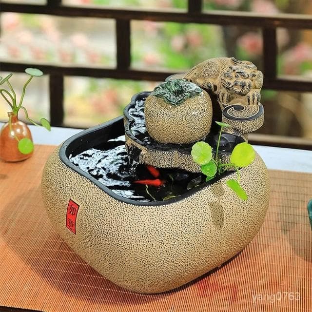 流水聚寶盆 風水擺件 招財 中式客廳 茶室桌麵 流水擺件 循環水 水係景觀裝飾禮品 流水擺件 開店送禮 開運 招財裝飾