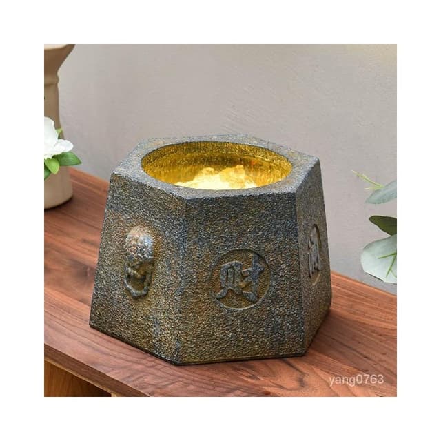 流水聚寶盆 創意魚缸 仿古招財流水噴泉循環水生財固井擺件開業喬遷禮品 開業禮品 流水擺件 開店送禮 風水招財 魚缸 招財