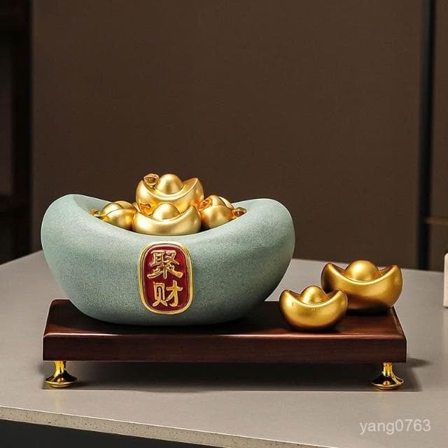熱銷 辦公室元寶聚寶盆擺件招財聚財客廳玄關屏風酒櫃裝飾開業喬遷禮物 招財 招財擺飾 擺飾 聚寶盆 招財擺件