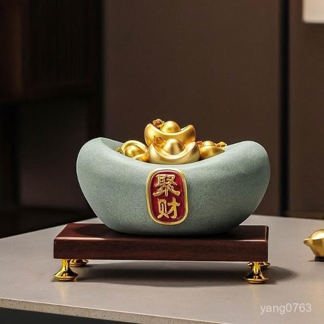 熱銷 辦公室元寶聚寶盆擺件招財聚財客廳玄關屏風酒櫃裝飾開業喬遷禮物 招財 招財擺飾 擺飾 聚寶盆 招財擺件