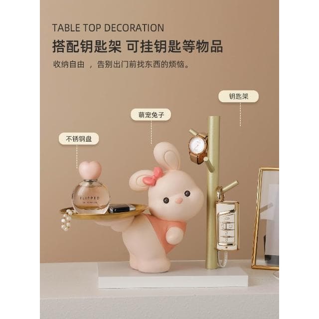 招財貓玄關鑰匙收納擺件入戶家居客廳託盤裝飾品搬家喬遷新居禮物