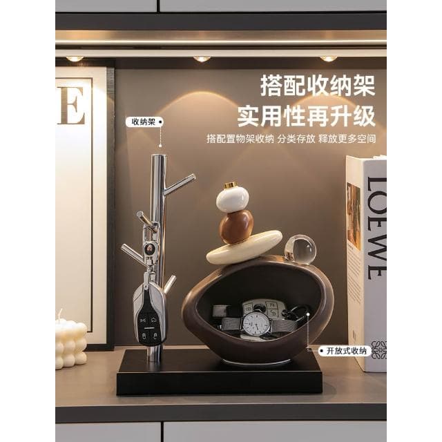 石來運轉鑰匙收納玄關擺件入戶客廳酒櫃電視櫃家居裝飾品喬遷禮物