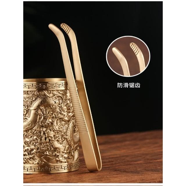 黃銅茶道六君子茶夾子黃銅茶刀擺件6君子套裝功夫茶具零配件工具