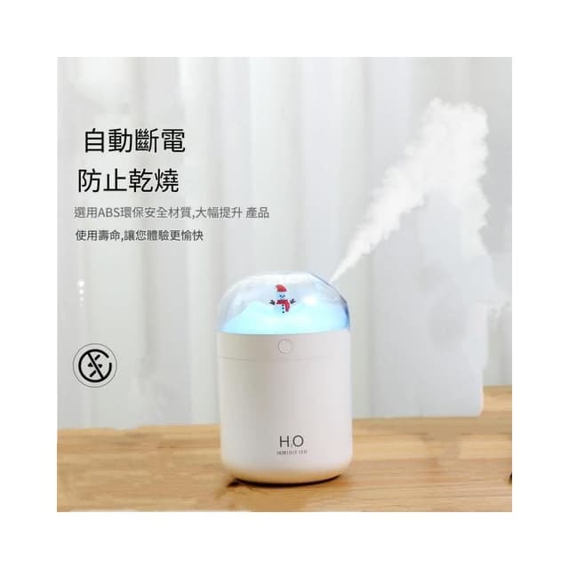 雪人加濕器 七彩燈室內防幹燒噴霧保濕器 靜音大容量凈化加濕器 聖誕節平安夜禮物 雪人加濕器 水氧機 霧化器