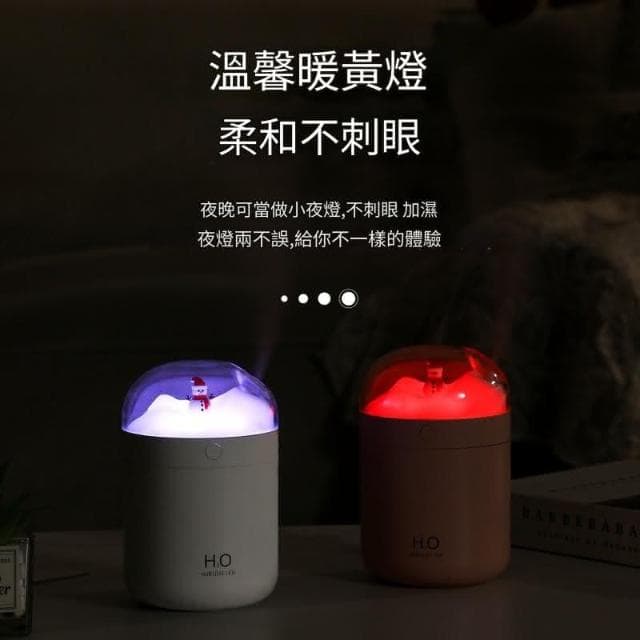 雪人加濕器 七彩燈室內防幹燒噴霧保濕器 靜音大容量凈化加濕器 聖誕節平安夜禮物 雪人加濕器 水氧機 霧化器