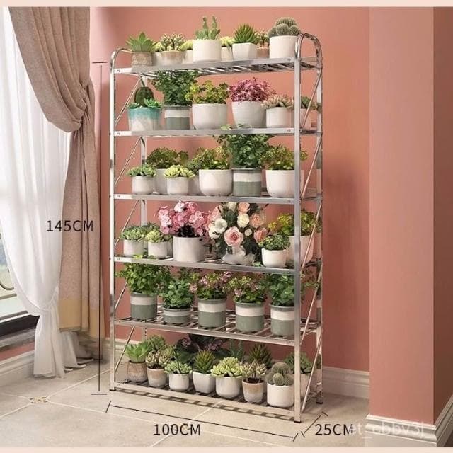 熱賣💕不銹鋼鐵藝家用花架子多層室內外陽臺綠蘿盆多肉置物花架加厚 花架 盆栽架 陽臺花架 園藝花架 多肉植物架