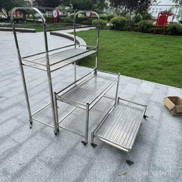 熱賣💕不銹鋼陽臺戶外清倉新款多肉花盆架多層階梯式落地可移動帶輪花架 花架 盆栽架 陽臺花架 園藝花架 多肉植物架