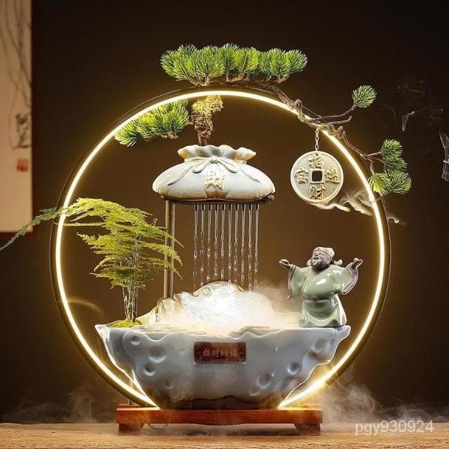 💕💕雨簾流水擺件 倒流香座 玄關擺件 招財流水盆  風水招財流水組 流水生財擺件 招財擺件 開店送禮 開運 招財 GOR