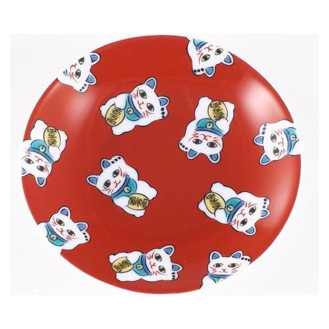 日本製 九谷燒 緣起豆皿-招財貓 9.5cm 青郊窯 小皿 點心盤 飾盤 禮物