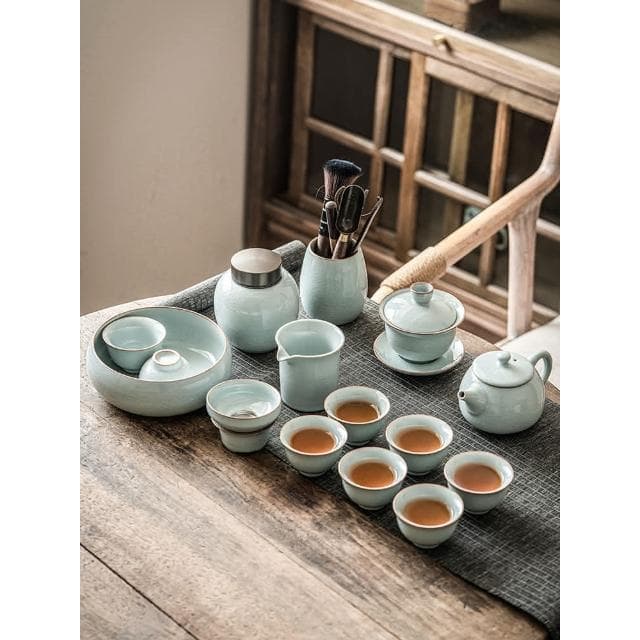 新年禮物送長輩汝窯茶具套裝家用2024新款汝瓷泡茶器喬遷禮品禮盒