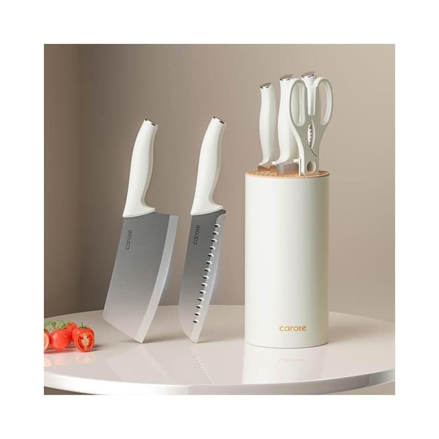 廚房刀具套裝5件組(菜刀/廚師刀/三德刀/剪刀/刀座)菜刀家用切肉水果刀切片刀全套