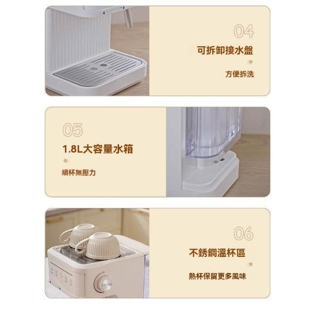 半自動義式奶泡咖啡機 咖啡機 可拆水箱 蒸氣奶泡管