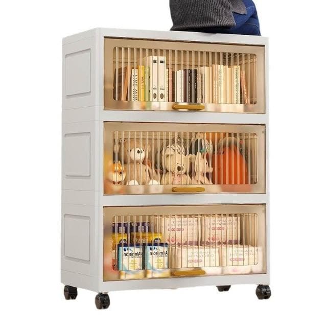 塑料收納櫃子家用廚房多層翻蓋式置物架客廳嬰幼兒衣服玩具儲物櫃