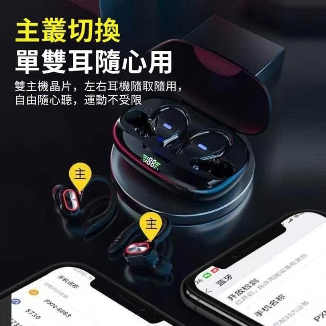台灣出貨 無線藍芽耳機 真降噪 運動耳掛式電競遊戲真無綫高音質運動防汗防水安卓蘋果通用 藍芽無線耳機 無線藍牙耳機